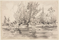 KT 1985 086
<br/>
Gezicht op Doesburg vanaf de IJssel
<br/>
<em>Graaf, Frederik de (1871-1930)</em>
